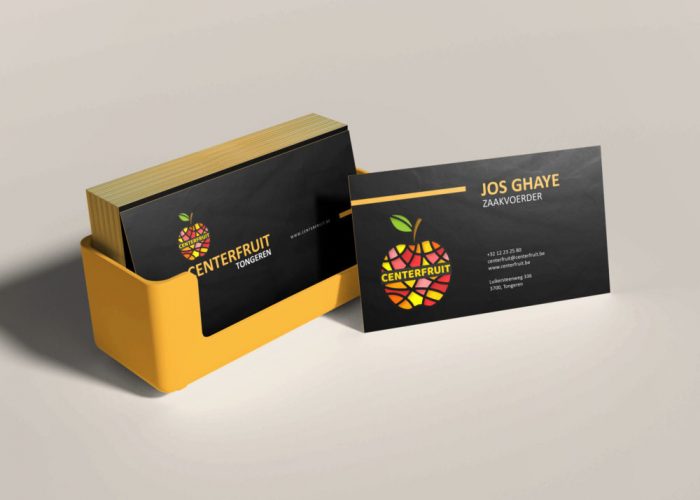 Stationery mockup stacked business card in yellow box